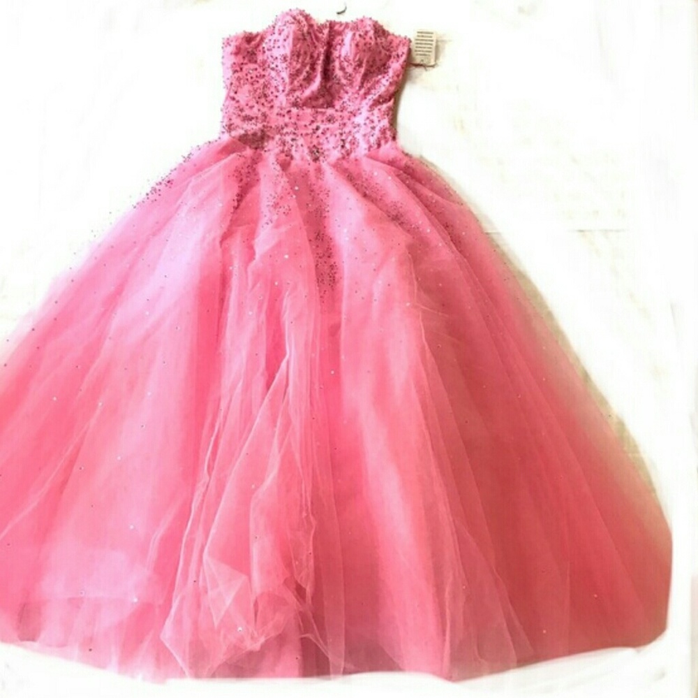 #SOLD# Mori Lee Ballgown Dress Prom Formal Pink7/8 - Picture 1 of 5